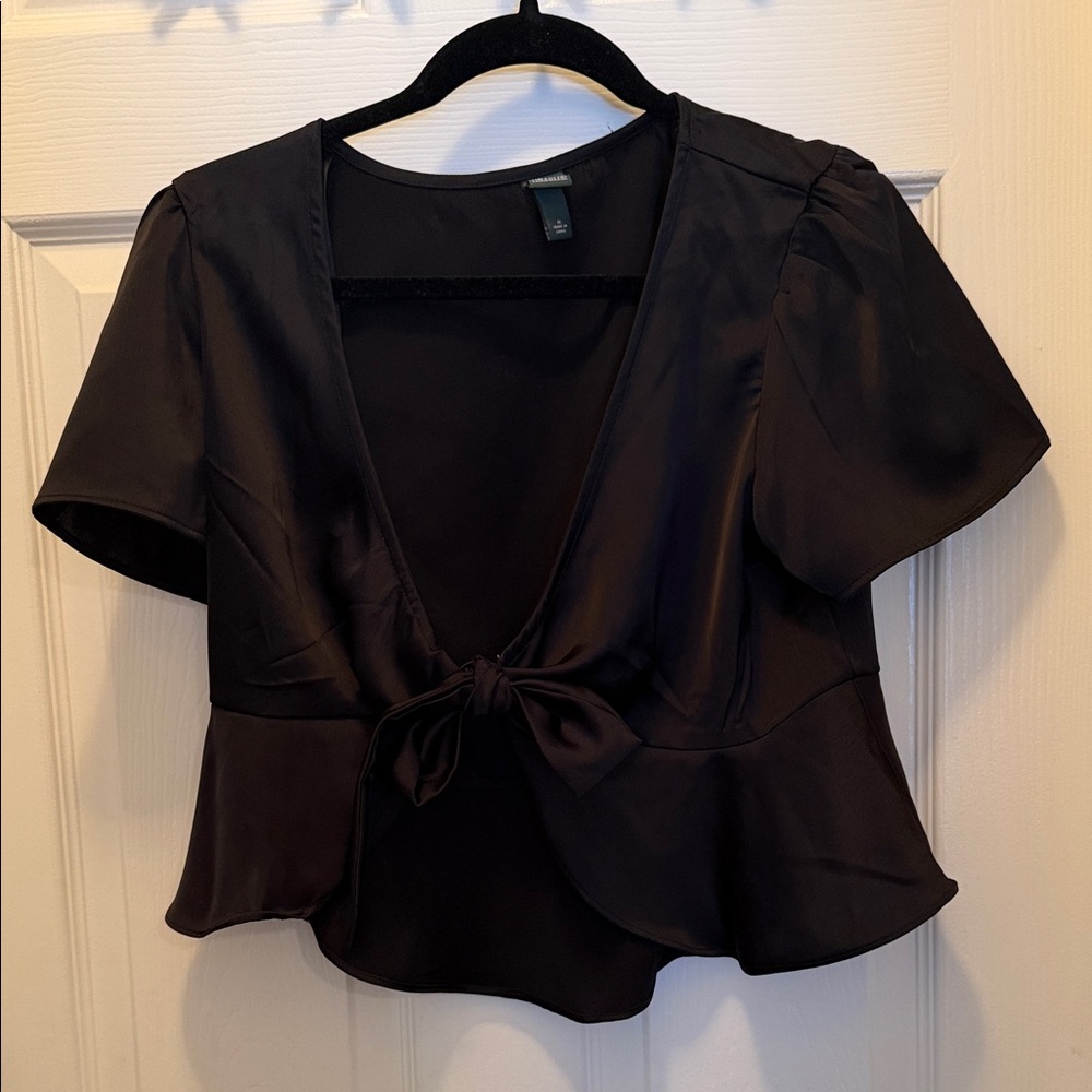 Wild Fable Black Tie-Front Blouse